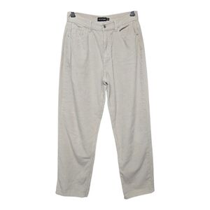 Pretty Little Thing PLT High Rise Corduroy Pants Straight Barrel Leg Sz 4 Cream